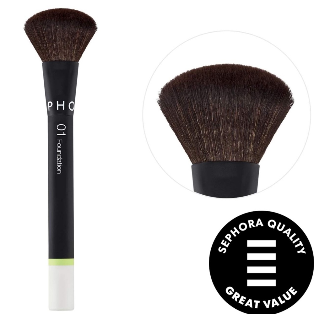 Sephora Black Foundation Brush with Yellow Case